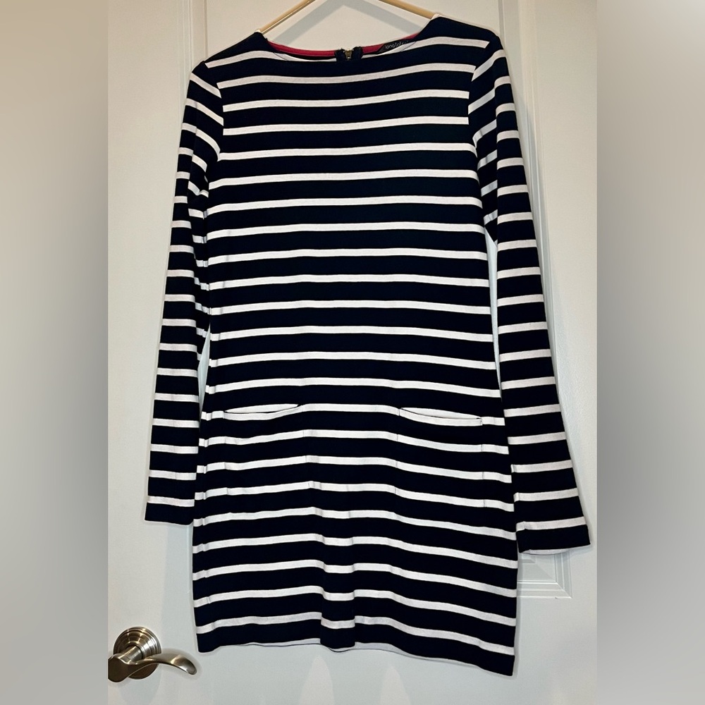 Long Tall Sally Black & White Striped Tunic Dress 100% Cotton Oversized Size XS